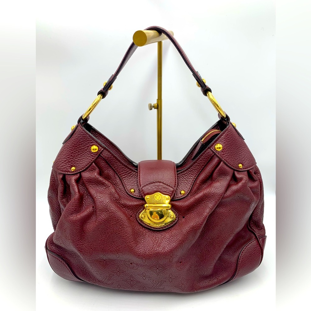 Auth Louis Vuitton Bordeaux Solar Mahina Leather PM Hobo Bag Very Good Preloved